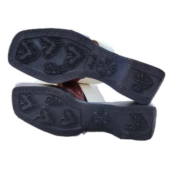 Brighton Billie Brown & Beige Open Toe Slide Leather Sandals 7.5 - Picture 7 of 9